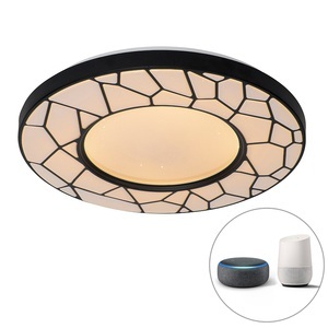 QAZQA, Smart Deckenleuchte schwarz 49 cm inkl. LED und Dimmer - Luka