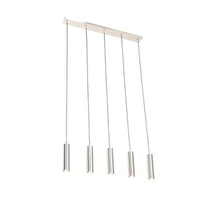 QAZQA, Moderne hanglamp staal 5-lichts - Jeana, Moderne Hängelampe Stahl 5-flammig - Jeana
