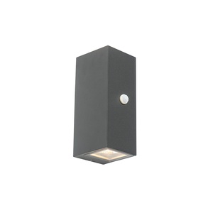 QAZQA, Moderne Wandleuchte anthrazit IP44 mit Bewegungsmelder - Baleno II, Moderne Wandleuchte anthrazit IP44 mit Bewegungsmelder - Baleno II