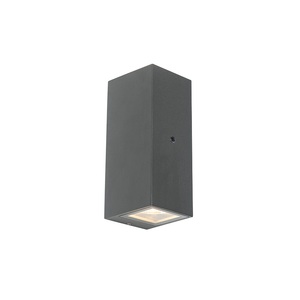 QAZQA, Wandleuchte grau IP44 mit Hell-Dunkel-Sensor - Baleno II, Wandleuchte grau IP44 mit Hell-Dunkel-Sensor - Baleno II