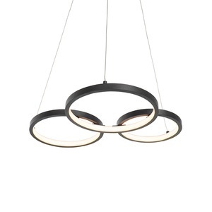 QAZQA, Hanglamp zwart incl. LED 3-staps dimbaar 3-lichts - Rondas, Hängelampe schwarz inkl. LED 3-Stufen dimmbar 3-flammig - Rondas