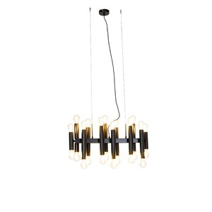 QAZQA, Art Deco Hängelampe schwarz 24-flammig - Facil, Art Deco Hängelampe schwarz 24-flammig - Facil