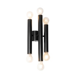 QAZQA, Art deco wandlamp zwart 6-lichts - Facil, Art Deco Wandlampe schwarz 6 Lichter - Facil