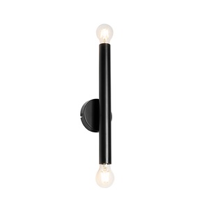 QAZQA, Art deco wandlamp zwart 2-lichts - Facil