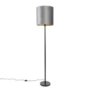 QAZQA, Moderne Stehlampe schwarz Schirm grau 40 cm - Simplo