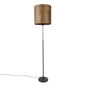 QAZQA, Stehlampe schwarz Schirm braun 40 cm verstellbar - Parte, Stehlampe schwarz Schirm braun 40 cm verstellbar - Parte