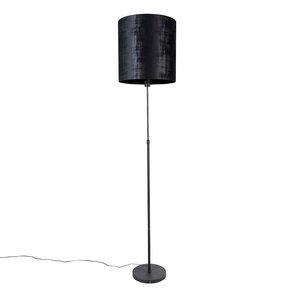 QAZQA, Stehlampe schwarz Schirm schwarz 40 cm verstellbar - Parte, Stehlampe schwarz Schirm schwarz 40 cm verstellbar - Parte
