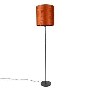 QAZQA, Stehlampe schwarz Schirm rot 40 cm verstellbar - Parte, Stehlampe schwarz Schirm rot 40 cm verstellbar - Parte