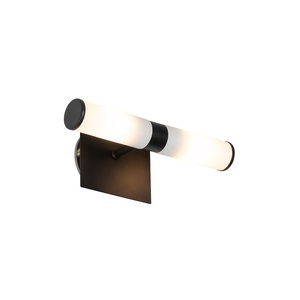 QAZQA, Moderne wandlamp zwart IP44 2-lichts - Bath, Moderne Wandleuchte schwarz IP44 2-flammig - Bath