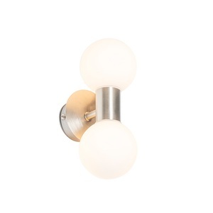 QAZQA, Moderne wandlamp staal IP44 2-lichts - Cederic, Moderne Wandleuchte Stahl IP44 2-flammig - Cederic