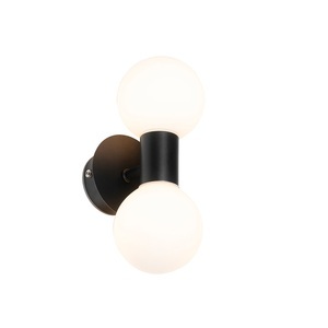 QAZQA, Moderne wandlamp zwart IP44 2-lichts - Cederic
