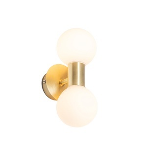 QAZQA, Moderne wandlamp messing IP44 2-lichts - Cederic, Moderne Wandleuchte gold IP44 2-flammig - Cederic