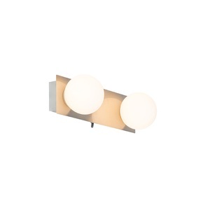 QAZQA, Moderne wandlamp staal IP44 2-lichts - Cederic, Moderne Wandleuchte Stahl 28 cm IP44 2-flammig - Cederic