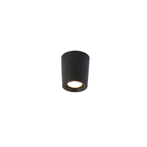 QAZQA, Moderne plafondlamp zwart 6 cm incl. LED IP55 3000K - Livia, Moderner Deckenspot schwarz inkl. LED IP55 - Livia