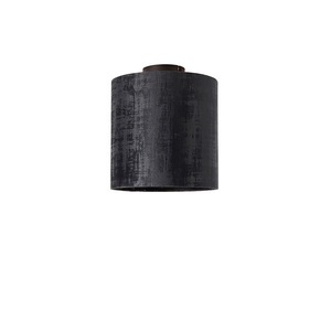 QAZQA, Deckenleuchte mattschwarz Samtschirm schwarz 25 cm - Kombi