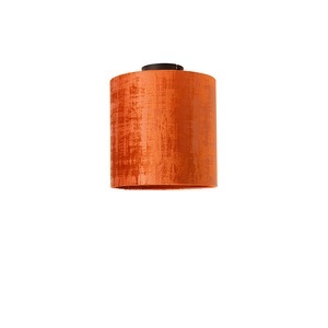 QAZQA, Deckenleuchte mattschwarz Samtschirm rot 25 cm - Kombi