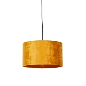 QAZQA, Moderne Hängelampe schwarz mit Schatten gelb 35 cm - Combi, Moderne Hängelampe schwarz mit Schatten gelb 35 cm - Combi