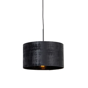 QAZQA, Moderne Hängelampe schwarz mit schwarzem Schirm 35 cm - Combi