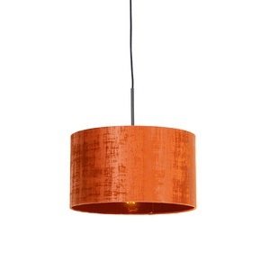QAZQA, Moderne Hängelampe schwarz mit schwarzem Schirm 35 cm - Combi