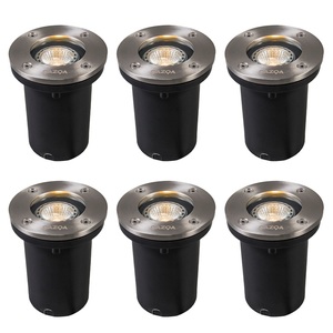 QAZQA, Set van 6 moderne grondspot staal RVS - Basic Round