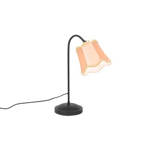 QAZQA, Klassieke tafellamp zwart met gele lampenkap - Nona