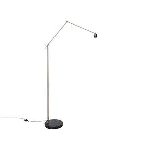 QAZQA, Moderne vloerlamp staal verstelbaar - Editor