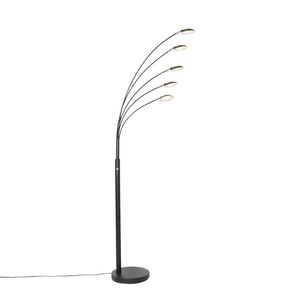 QAZQA, Design vloerlamp zwart incl. LED 5-lichts - Sixties Trento, Design Stehleuchte schwarz inkl. LED 5-flammig - Sixties Trento