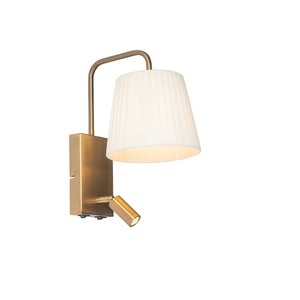 QAZQA, Moderne wandlamp wit en brons met leeslamp - Renier