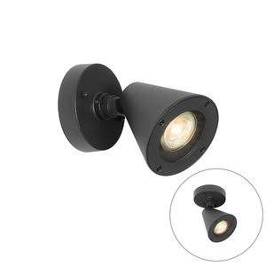 QAZQA, Moderne buiten wandlamp zwart IP44 - Ciara