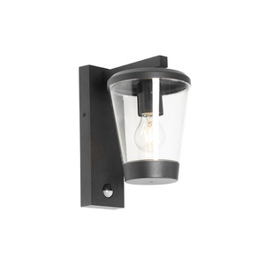 QAZQA, Buiten wandlamp zwart IP44 met bewegingssensor - Joren