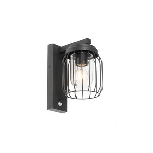 QAZQA, Moderne buiten wandlamp zwart IP44 met bewegingssensor - Luc