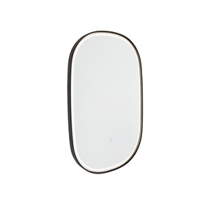 QAZQA, Badspiegel schwarz inkl. LED mit Touchdimmer oval - Miral, Badspiegel schwarz inkl. LED mit Touchdimmer oval - Miral