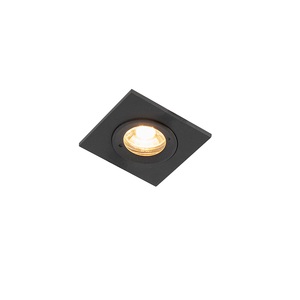 QAZQA, Smart Einbau Spot Schwarzes Quadrat IP44 inkl. Wifi GU10 - Xena, Smarte Industrie-Hängelampe schwarz mit gold 50 cm inkl. Wifi G125 - Magna Eco