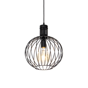 QAZQA, Design hanglamp zwart 30 cm - Wire Dos, Design Hängelampe schwarz 30 cm - Wire Dos