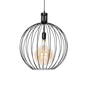 QAZQA, Design hanglamp zwart 50 cm - Wire Dos, Design Hängelampe schwarz 50 cm - Wire Dos