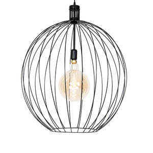 QAZQA, Design Hängelampe schwarz 70 cm - Wire Dos, Design Hängelampe schwarz 70 cm - Wire Dos