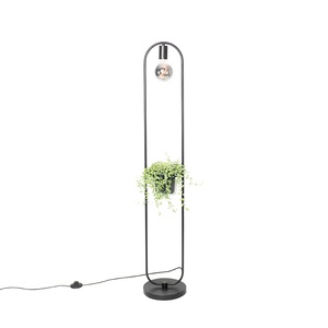 QAZQA, Moderne vloerlamp zwart met glas 25 cm - Roslini, Moderne Stehlampe schwarz mit Glas 25 cm - Roslini