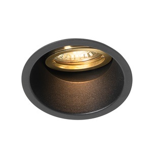 QAZQA, Inbouwspot zwart met goud draai- en kantelbaar - Alloy