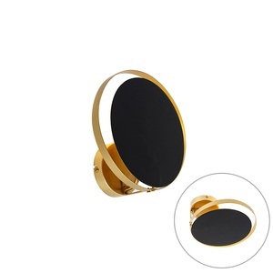 QAZQA, Design wandlamp zwart met goud - Otis