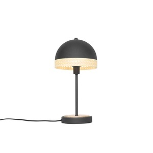 QAZQA, Oosterse tafellamp zwart met rotan 20 cm - Magna Rotan