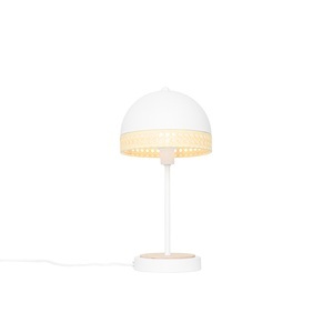 QAZQA, Oosterse tafellamp wit met rotan 20 cm - Magna Rotan