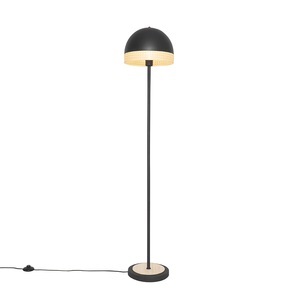 QAZQA, Oosterse vloerlamp zwart met rotan 30 cm - Magna Rotan