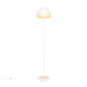 QAZQA, Oosterse vloerlamp wit met rotan 30 cm - Magna Rotan