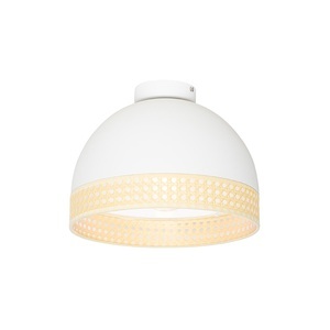 QAZQA, Oosterse plafondlamp wit met rotan 30 cm - Magna Rotan