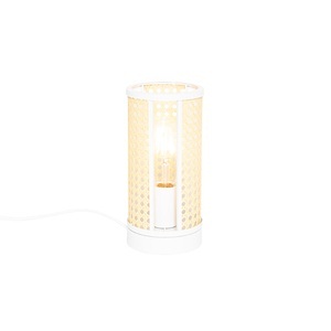 QAZQA, Oosterse tafellamp wit met rotan 12 cm - Akira