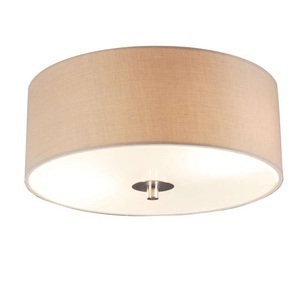 QAZQA, Country Deckenleuchte beige 30 cm - Drum, Country Deckenleuchte beige 30 cm - Drum
