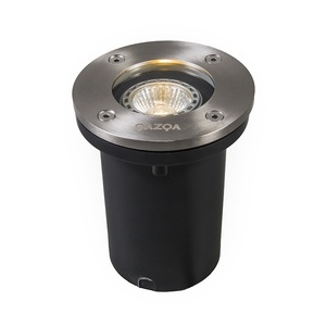 QAZQA, Moderner Bodenstrahler Stahl Edelstahl IP65 - Basic Round, Moderner Bodenstrahler Stahl Edelstahl IP65 - Basic Round