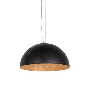 QAZQA, Industrielle Hängelampe schwarz mit Gold 50 cm - Magna, Industrielle Hängelampe schwarz mit Gold 50 cm - Magna