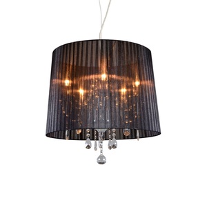 QAZQA, Kronleuchter Chrom mit schwarzem 50 cm 5-Licht - Ann-Kathrin 5