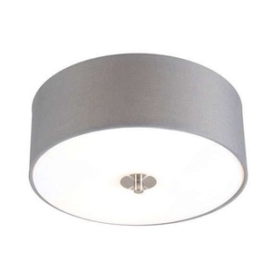 QAZQA, Country Deckenleuchte grau 30 cm - Drum, Country Deckenleuchte grau 30 cm - Drum